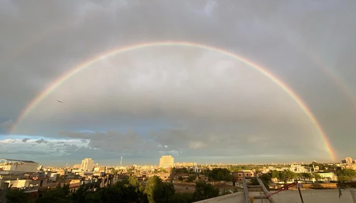 Karachi witnesses stunning rainbow after heavy rains